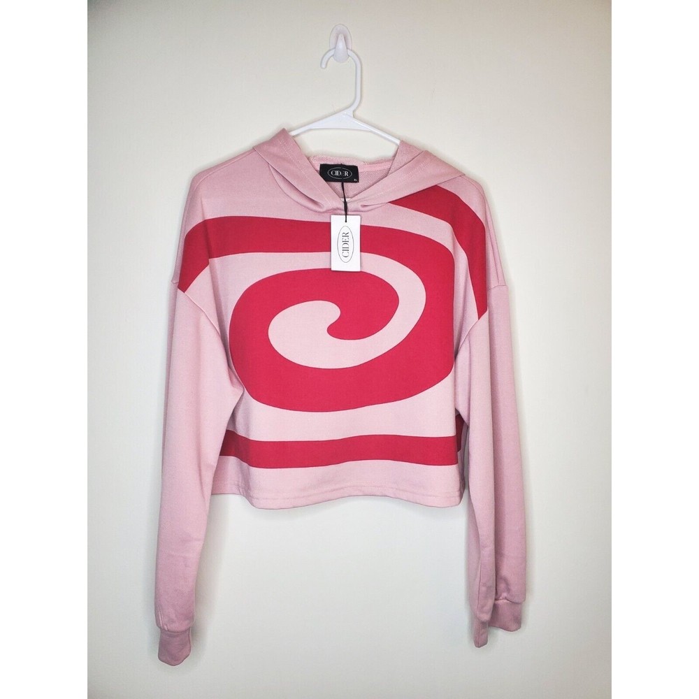 Cider Cropped Red Swirl Dusty Pink Hoodie